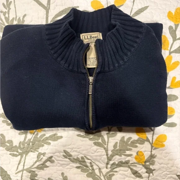 L.L. Bean Dark Blue Women's Zip-Up Sweater - Picture 3 of 3